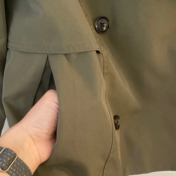 Banana Republic Olive Green Women's oversized cropped trench Jacket - Picture 5 of 11